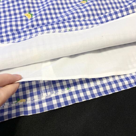 Talbots Womens Dress 22W Sleeveless Blue White Gingham Embroidered Lemons Lined - Picture 10 of 16